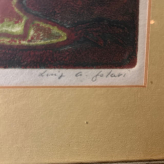 #1 of 50 | Luis Alberto Solari Signed and Numbered Etching - “Queen of the Brooms” Professionally Assembled in Its Original Mid-Century Frame For Sale - Image 6 of 10