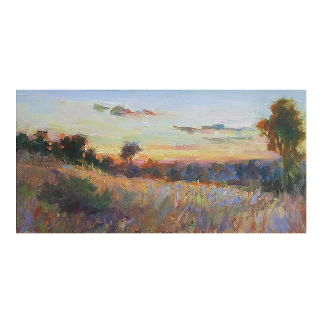 Late 20th Century Plein Air Impressionist Sunset Landscape Painting For Sale