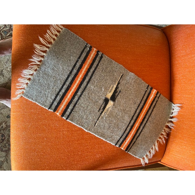 1930s Chimayo Long Gray Geometric Weaving For Sale In Santa Fe - Image 6 of 6