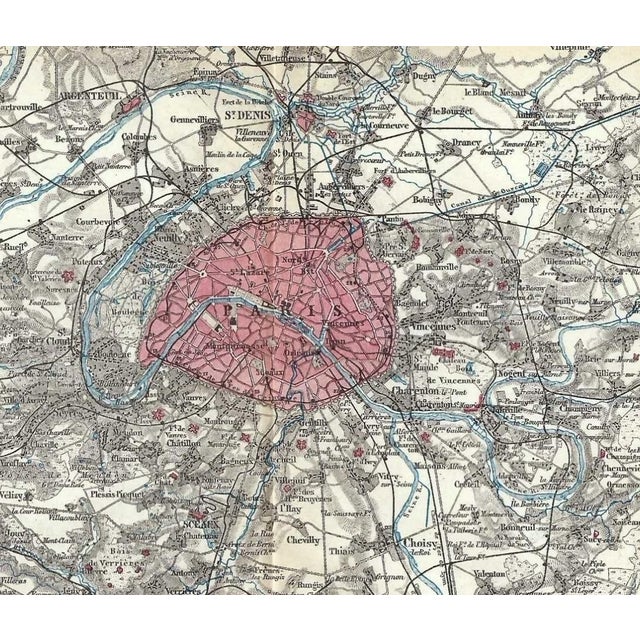 Circa 1900 fold out map of Paris from a French travel atlas. Combined shipping available, please inquire.
