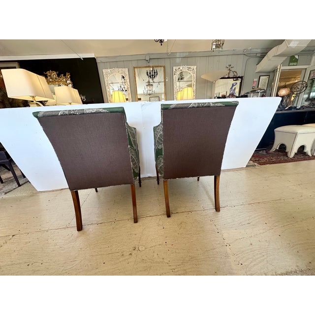 Federal Sheraton Inlaid & Newly Upholstered Armchairs -a Pair For Sale In Philadelphia - Image 6 of 12