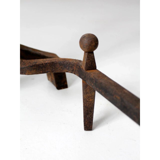 Antique Wrought Iron Andirons For Sale - Image 9 of 11