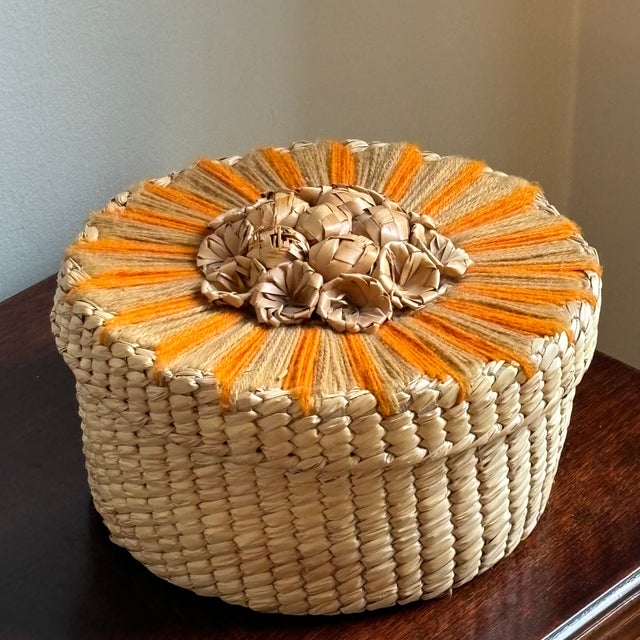 Mid-20th Century Handwoven Rattan Decorative Box For Sale - Image 12 of 12
