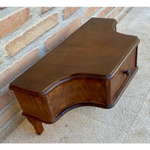 French Wall Bedside Tables in Walnut, 1920s, Set of 2 For Sale - Image 14 of 18