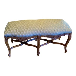 Antique French Carved Walnut Window Bench For Sale