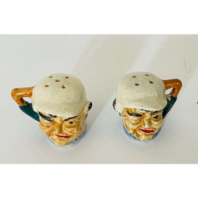 Coastal Vintage Salt and Pepper Shakers Baseball/Sailors For Sale - Image 3 of 4