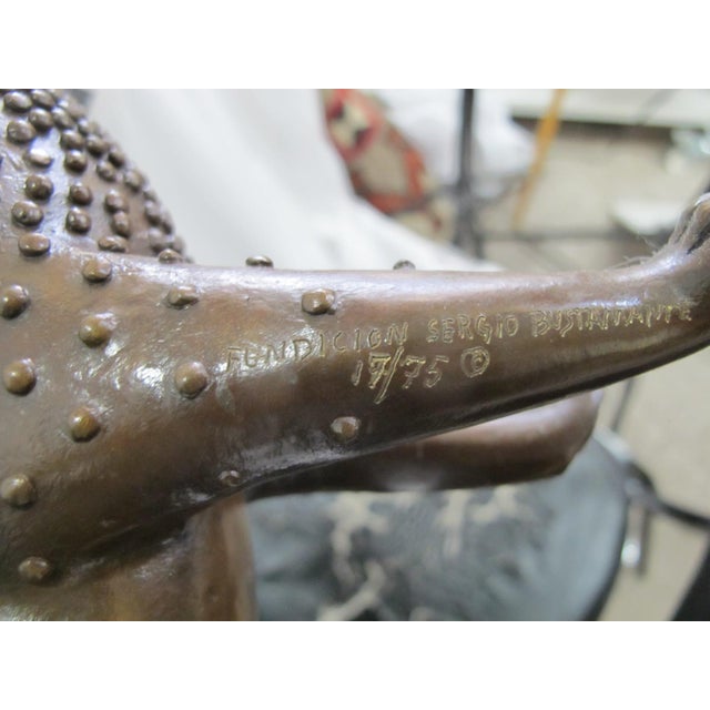 Sergio Bustamante Mexico Bronze Cat Lion With Human Face Sculpture For Sale - Image 10 of 12