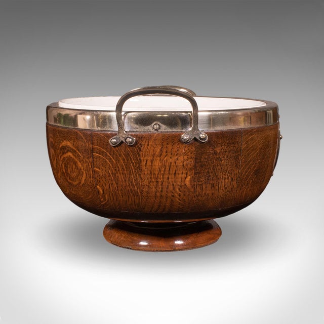 Antique Presentation Prize Bowl, English, Oak, Ceramic, Fruit Dish, Edwardian For Sale - Image 6 of 12
