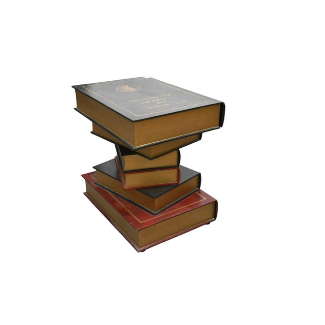 Black Stacked "Old Book Style" Side Table With Single Drawer For Sale - Image 8 of 9