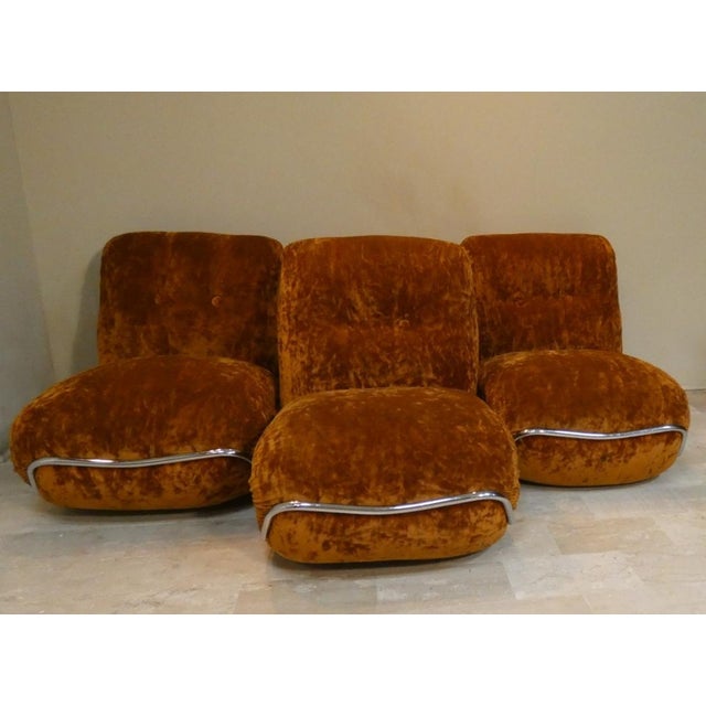 Modular 3-Seater Sofa in Steel and Velvet by Adriano Piazzesi, Italy, 1970s, Set of 3 For Sale - Image 15 of 15
