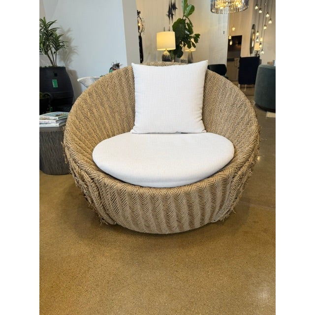 Modern Set of Arteriors Home Florian Outdoor Swivel Lounge Chairs Retail $5200 Ea For Sale - Image 3 of 16