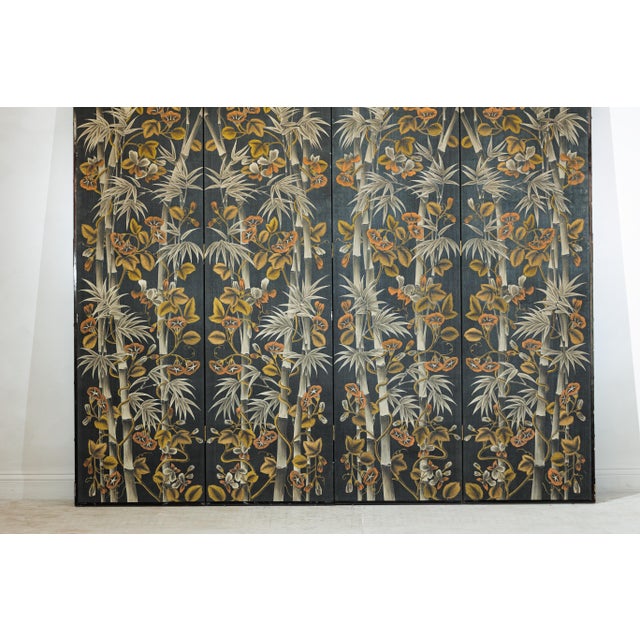 Late 20th Century Vintage Chinese Four-Panel Screen with Bamboo and Floral Motifs For Sale - Image 5 of 18