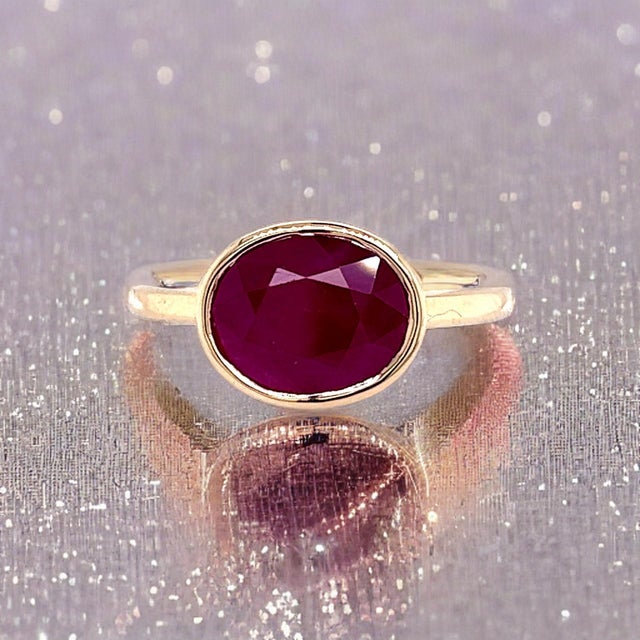 2010s Natural Ruby Ring 6.5 14k Yellow Gold 4.51 TCW Certified For Sale - Image 5 of 18