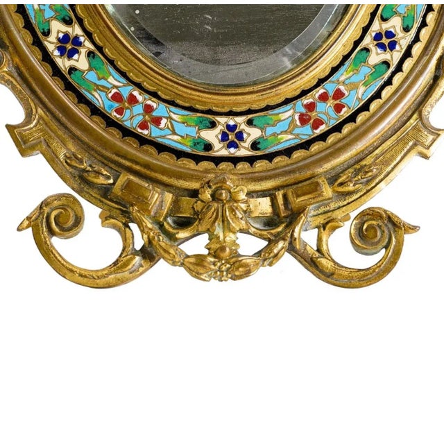 Victorian Early 1900s Victorian French Champleve and Bronze Vanity Mirror For Sale - Image 3 of 5