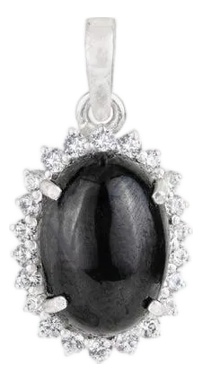 9.1 Carat Black Star Gemstone & Halo Diamond Statement Pendant in Silver- Mothers Day Gifts