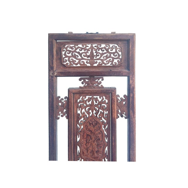 1960s Chinese Vintage Restored Wood Carving Brown Wall Hanging Art For Sale - Image 5 of 8
