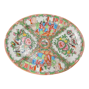 Antique 19th Century Chinese Antique Export Porcelain Rose Medallion Oval Platter