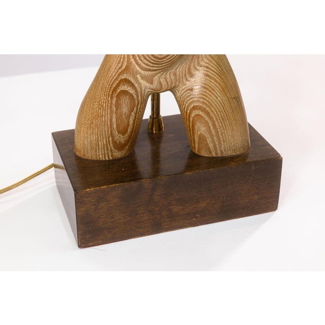 Brass Pair of Vintage Yasha Heifetz Sculptural Wooden Female & Male Torso Table Lamps For Sale - Image 8 of 9