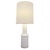 A single Modernist glass table lamp designed by Gert Nystrom for Hyllinge Glassworks. White cased glass with nickel...