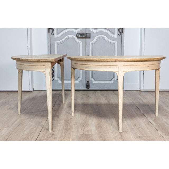 Pair of 19th Century Swedish Demi Lune Console Tables For Sale - Image 9 of 12