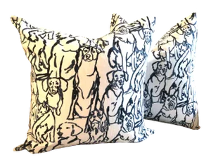 Lacefield Designs Best Friends in Blue & White Pillows- a Pair