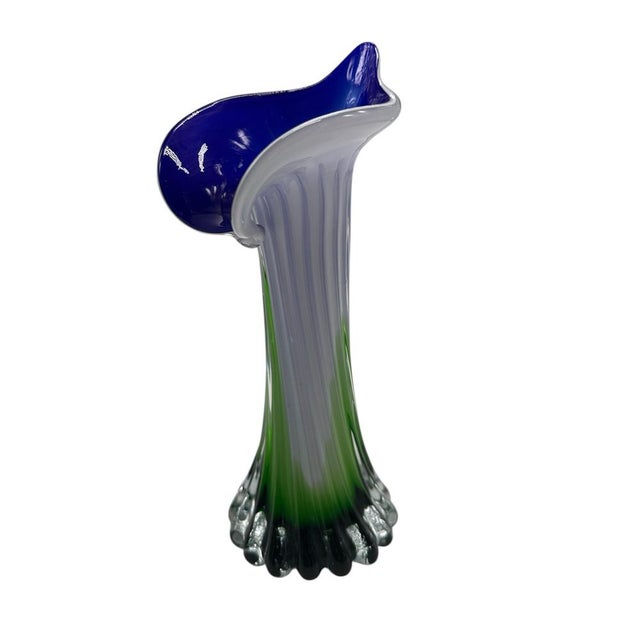 1960s Blue and Green Murano Glass Flower Vase, 1960s For Sale - Image 5 of 5