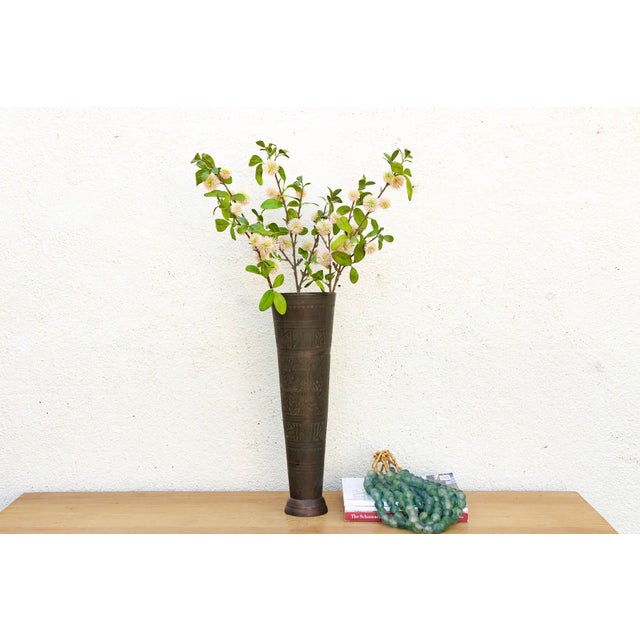 20" Tall Antique Calligraphic Bronze Vessel For Sale - Image 9 of 9