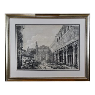 Luigi Rossini The Basilica of St. Paul in Rome, Early 19th Century Etching by Luigi Rossini , 1823 For Sale