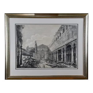 Luigi Rossini The Basilica of St. Paul in Rome, Early 19th Century Etching by Luigi Rossini , 1823
