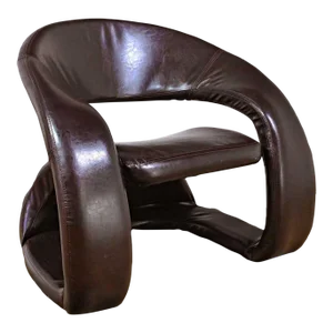 Late 20th Century Postmodern Brown Faux Leather Tongue Chair Attributed to Jaymar Cantilevered Pop Art Chair