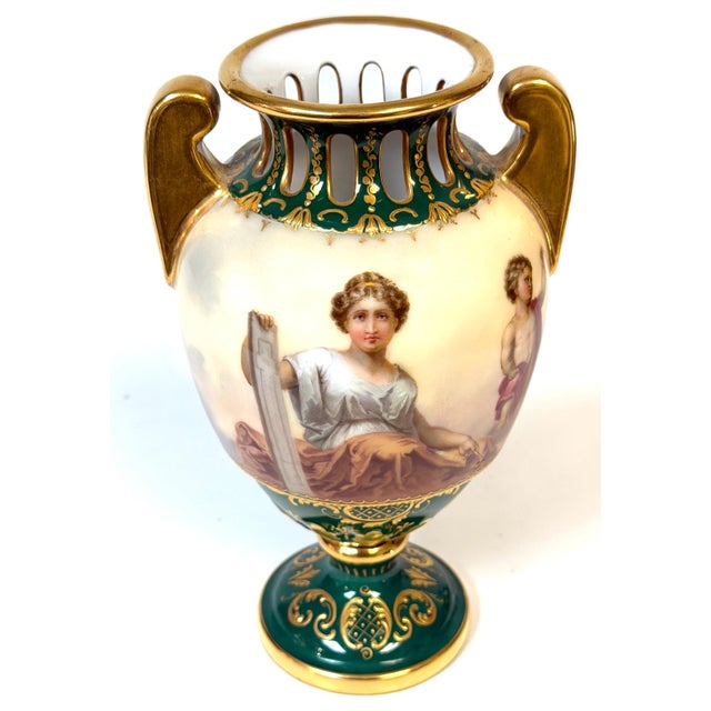 Royal Vienna Cabinet Vase, Allegory of Painting & Architecture, Signed Herner For Sale - Image 12 of 16