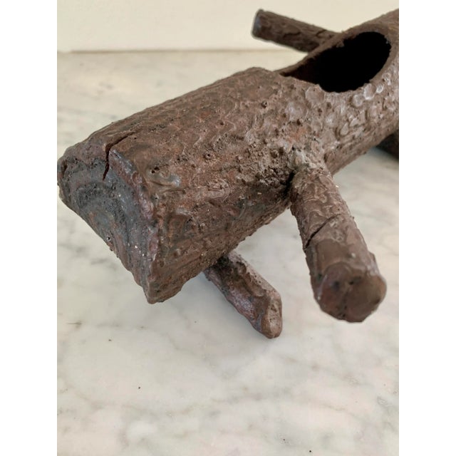 Mid-Century Cast Iron Faux Bois Log Planter For Sale - Image 11 of 14