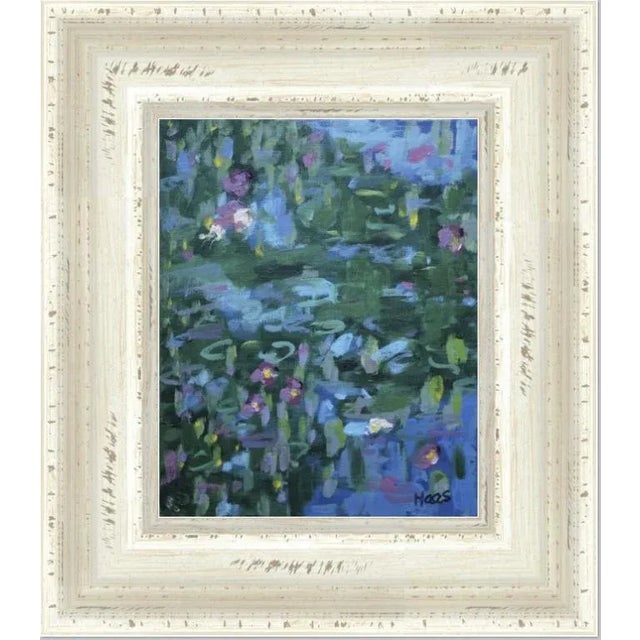 Contemporary Water Gardens — Three White Lilies, Impressionist Oil Painting For Sale - Image 3 of 5