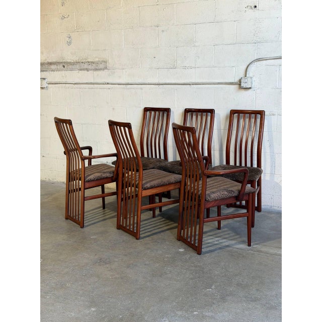 Mid-Century Modern Rosewood High Back Dining Chairs Set of 6 in Style of Schou Andersen Denmark Mid-Century Modern 1960s For Sale - Image 3 of 10
