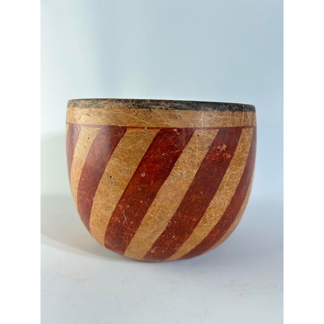 Mexican Mayan Polychrome Vessel With Stripe Motif, Late Classic, Circa 600-900 Common Era For Sale - Image 3 of 9