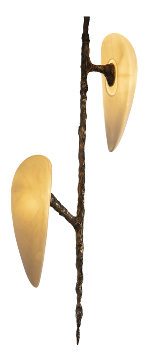 Hand-Sculpted Cast Bronze Hanging Lamp by William Guillon