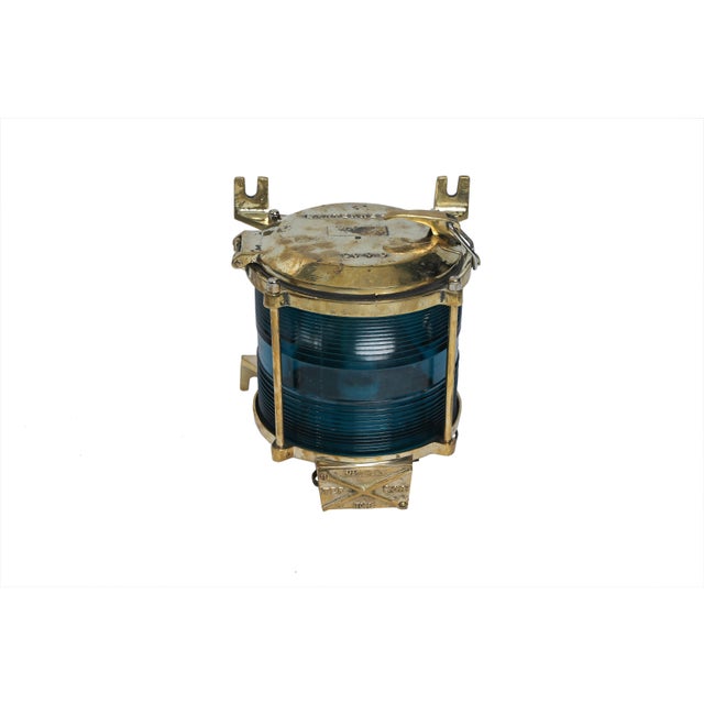 Nautical Pair of 1970s Nautical Brass Port and Starboard Sconce or Table Lights With Fresnel Lens For Sale - Image 3 of 5