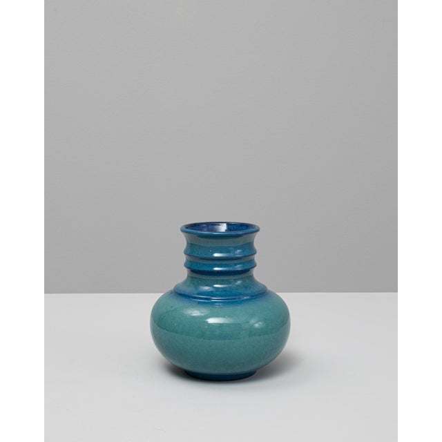 20th Century German Turquoise Ceramic Vase For Sale - Image 16 of 18