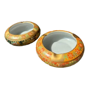 Vintage Cloisonné Cigar Ashtrays - a Pair