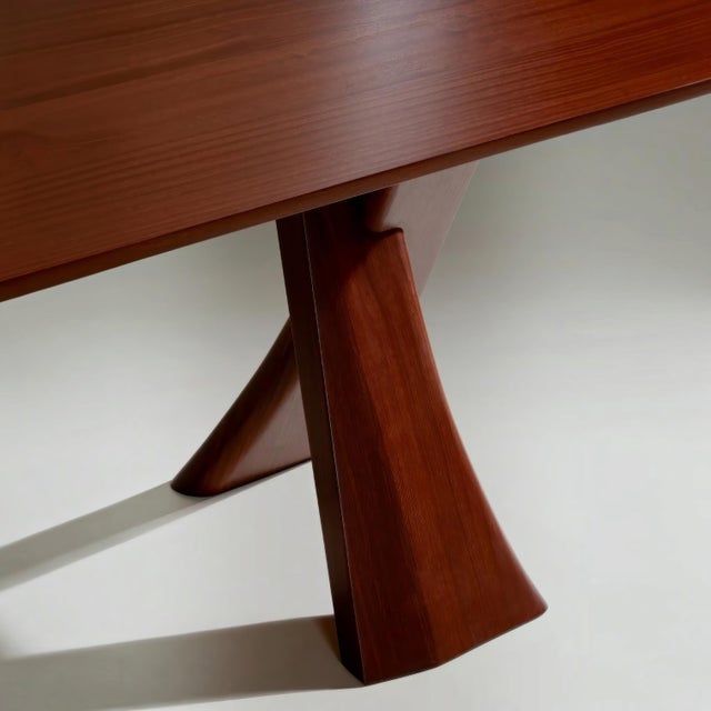 Wood Sculptural X-Base Mahogany Dining Table by Michael Maximo For Sale - Image 7 of 10