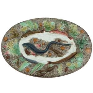 19th Majolica Palissy Fish Wall Platter