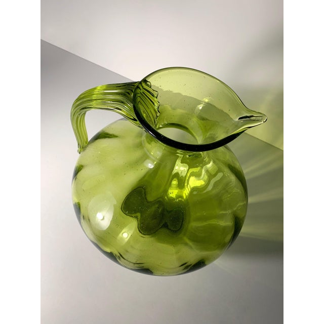 Mid 20th Century Large Blenko Optic Chartreuse Glass Pitcher Vase by Winslow Anderson For Sale - Image 5 of 7