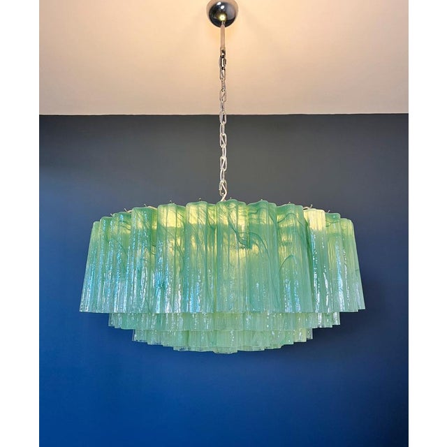 Large Murano Glass Chandelier with 101 Green Alabaster Glass Tube, 1990s For Sale - Image 16 of 18