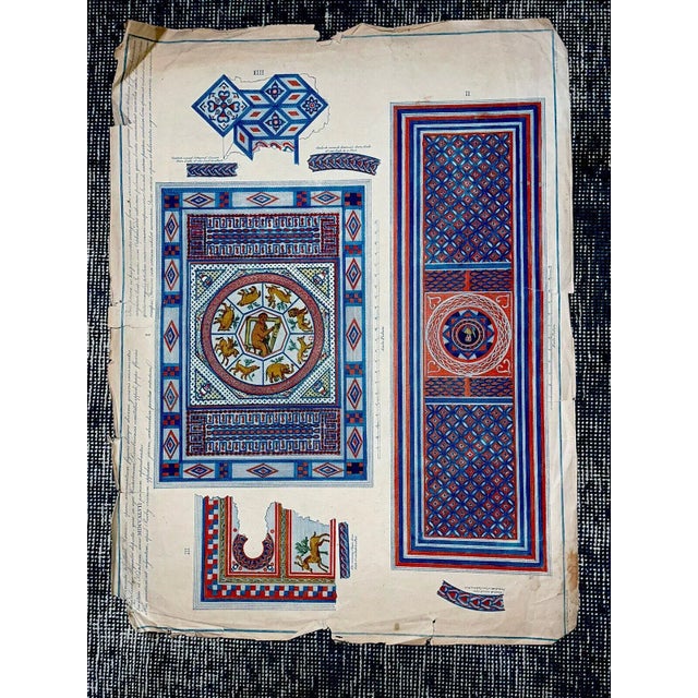 Late 18th Century "3 Roman Tessellated Pavements Discovered in 1747" Architectural Hand Colored Etching For Sale - Image 5 of 8