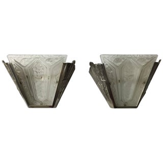 French Art Deco Sconces by Verrerie Des Hanots - a Pair For Sale