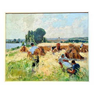 Alfred Jean Chagniot, The Harvest, 1950s, Oil on Canvas For Sale