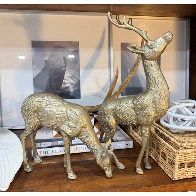 1970s Solid Brass Deers, Pair For Sale - Image 5 of 7