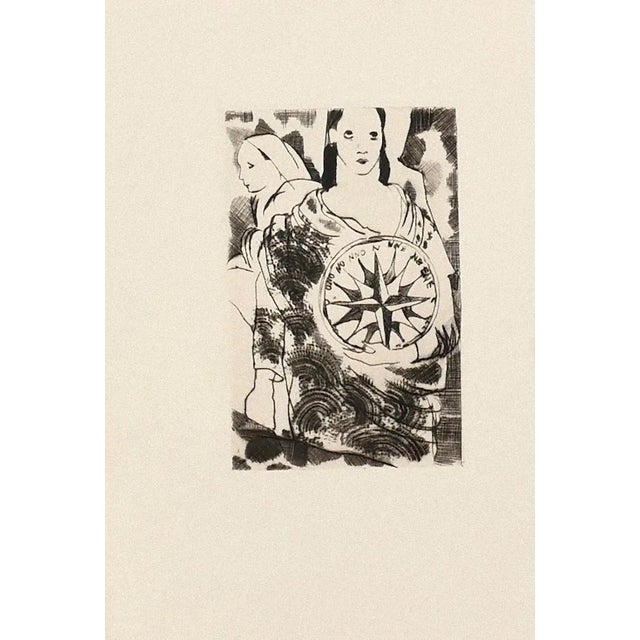 Rose of Wind Etching by Mariette Lydis, 1930s For Sale