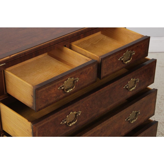 Wood Pair Baker George III Burl Walnut Bachelor Chests For Sale - Image 7 of 17