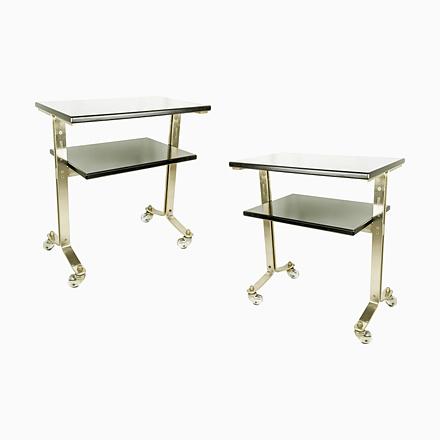 Brushed Steel & Stained Wood attributed to Giulio Moscatelli for Formanova, Italy, 1960s, Set of 2 For Sale - Image 18 of 18